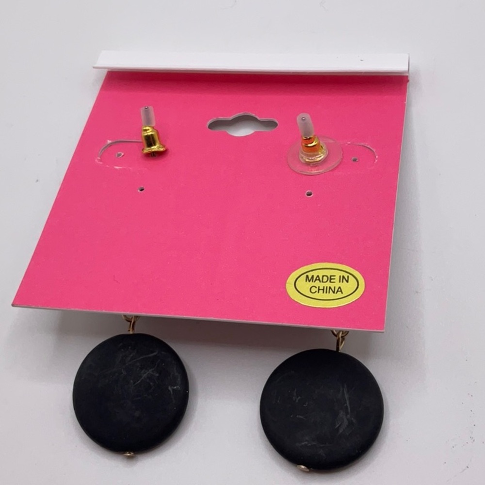 Isaac Mizrahi Black and Gold Drop Earrings - Picture 3 of 3